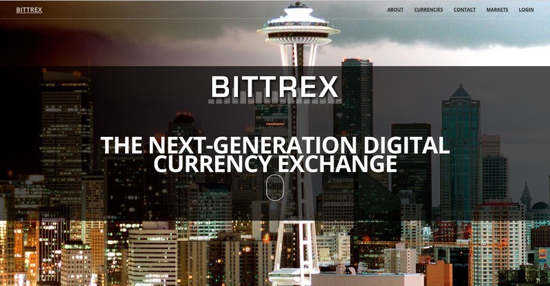 Homepage dello scambio Bittrex