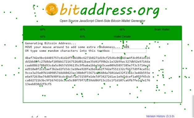 In questa schermata, il sito Web genererà il tuo indirizzo bitcoin.