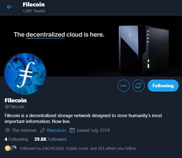 Filecoin（FIL）-Twitter